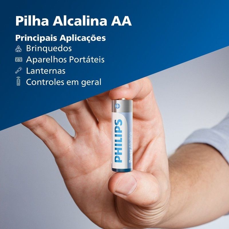 Pilha Alcalina Pequena Aa Philips Com 4 Unidades - Lr6p4b 59 1