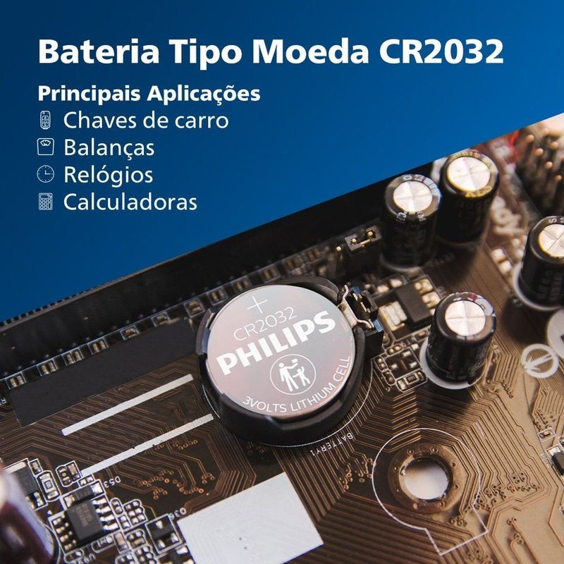 Bateria De L tio Philips Cr2032 3v  1 Unidade - Cr2032p5b 59 1