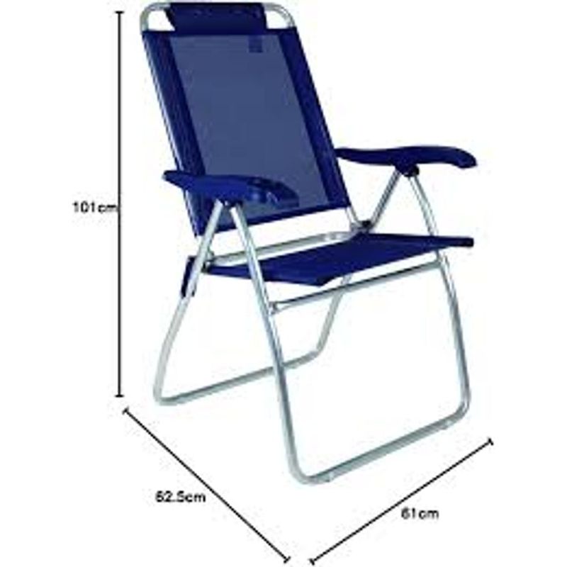 Conjunto Com 02 Cadeiras Reclin vel Mor Boreal Alum nio Azul- 2168 1