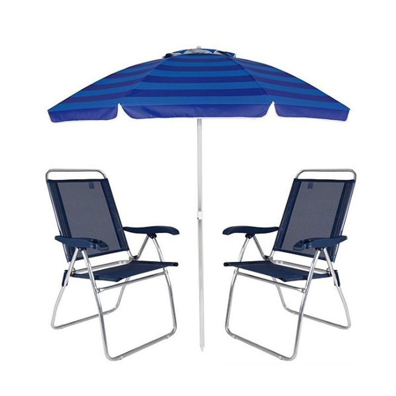 Conjunto Com 04 Cadeiras Reclin vel Mor Boreal Alum nio Azul- 2168 2