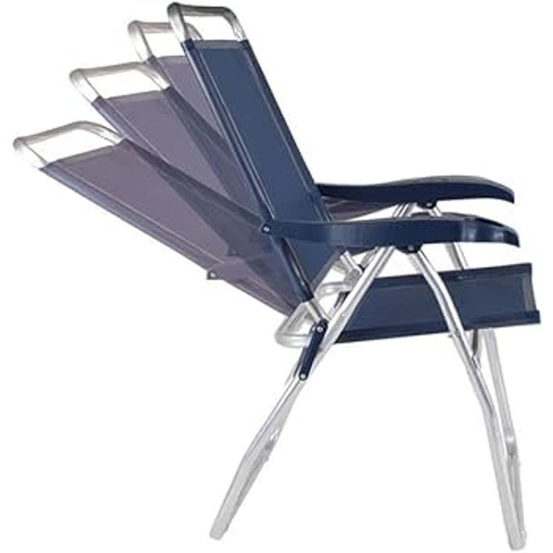 Conjunto Com 04 Cadeiras Reclin vel Mor Boreal Alum nio Azul- 2168 3