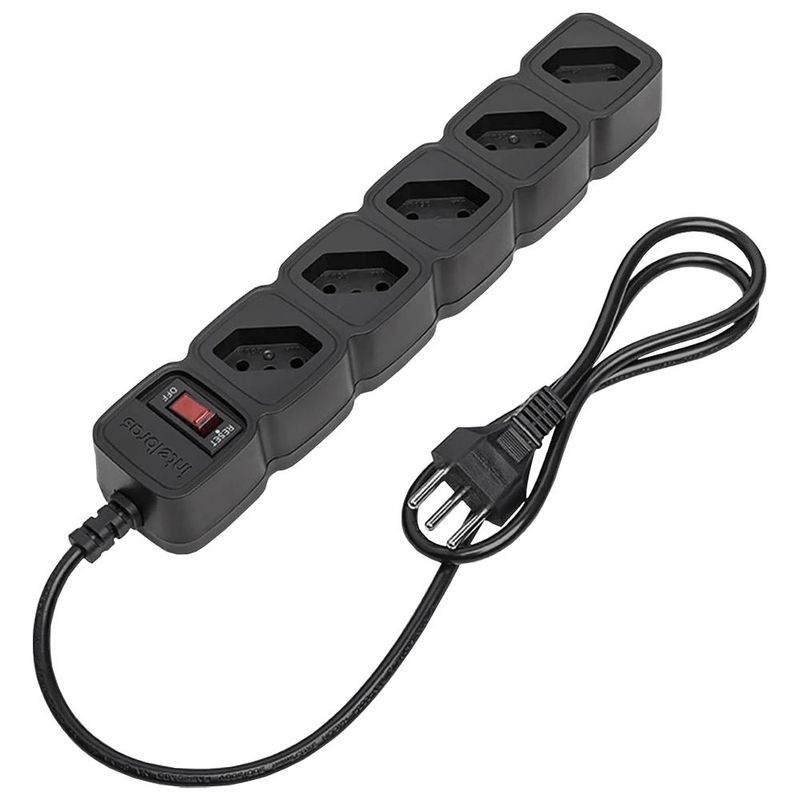 Protetor Eletr nico Intelbr s 5 Tomadas Preto  Cabo de 1m - EPE 205PT 0
