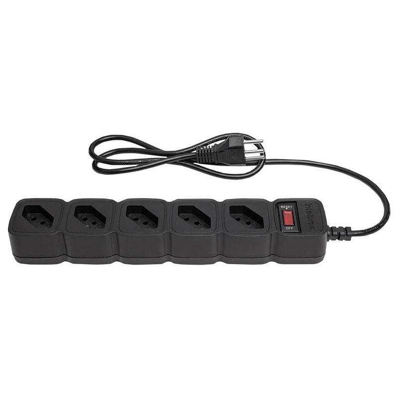 Protetor Eletr nico Intelbr s 5 Tomadas Preto  Cabo de 1m - EPE 205PT 1