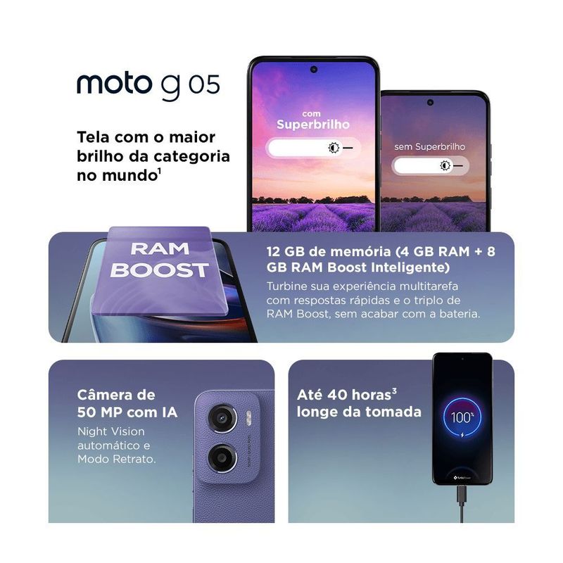 Celular Motorola Moto G05 128GB Cinza 8