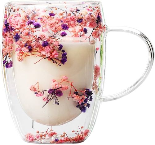 Caneca Vidro Dup.Flores Alegram Brasfoot*14010