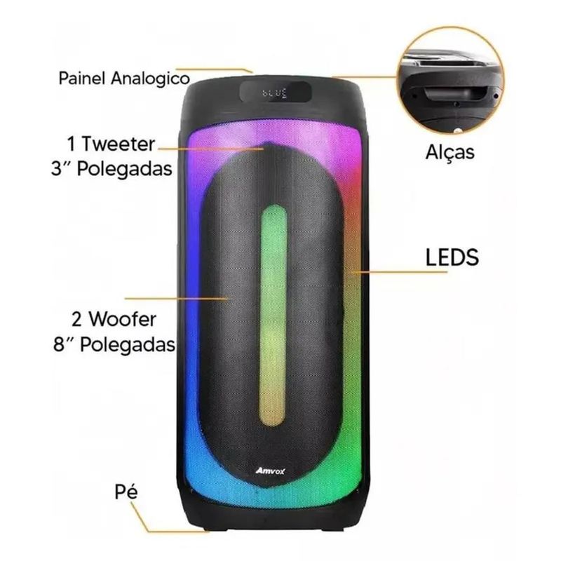 Amvox ACA 1601 Festa II 1600W Bluetooth TWS LED 2