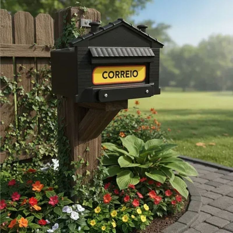 Caixa Correspond ncia Pl stica Casinha Preta Paraboni 3