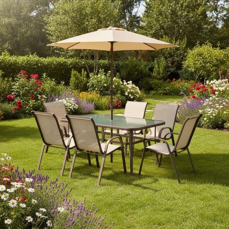 Conjunto Jardim Mor Texas 9211 6 Cadeiras Bege 2