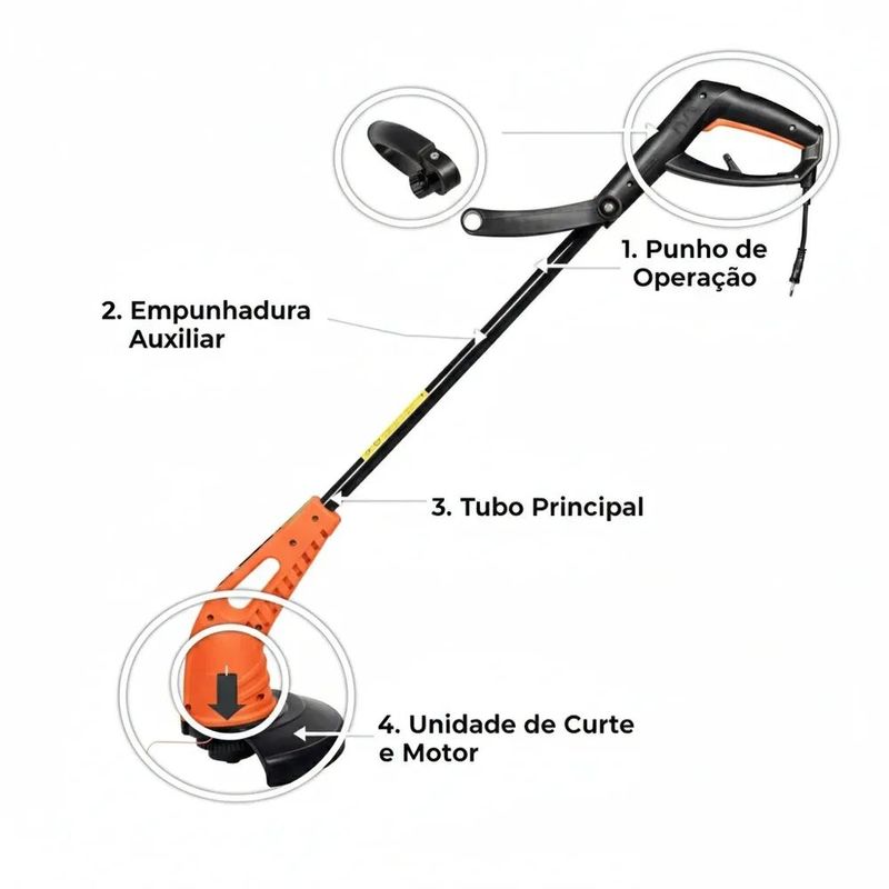 Aparador de Grama El trico Tramontina AP1000T  1000W  Di metro de Corte de 28cm - 79634 102 127V 6