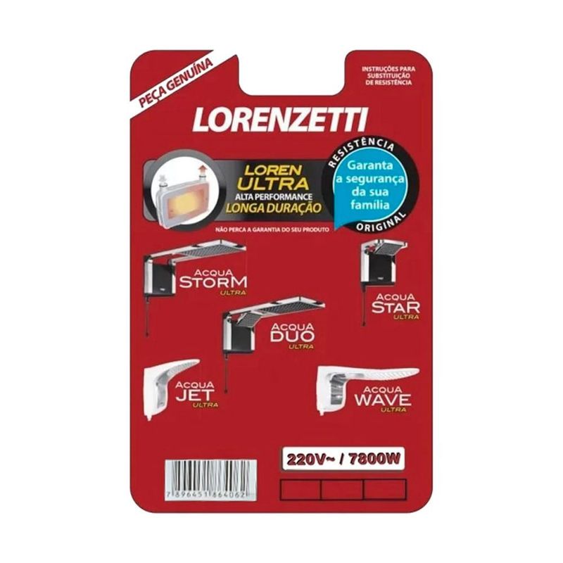 Resist ncia 7800W 220V Lorenzetti para Ducha Acqua Storm Star 3065B 3
