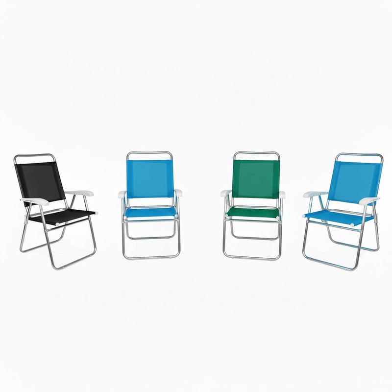 Kit 2 Cadeiras Alta Master Alum nio Dobr vel Mor Azul 0