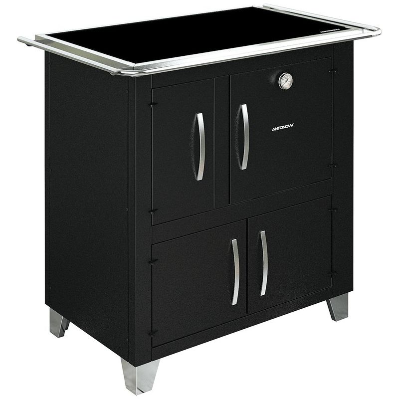 Fog o a Lenha Antonow Montreal Preto com Chapa Vitrocer mica - Chamin  Sa da Lado Direito 0