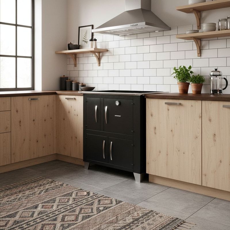 Fog o a Lenha Antonow Montreal Preto com Chapa Vitrocer mica - Chamin  Sa da Lado Direito 3