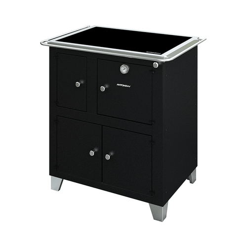 Fogão a Lenha Antonow Roma Preto - Chapa Vitrocerâmica - Saída Lado Esquerdo