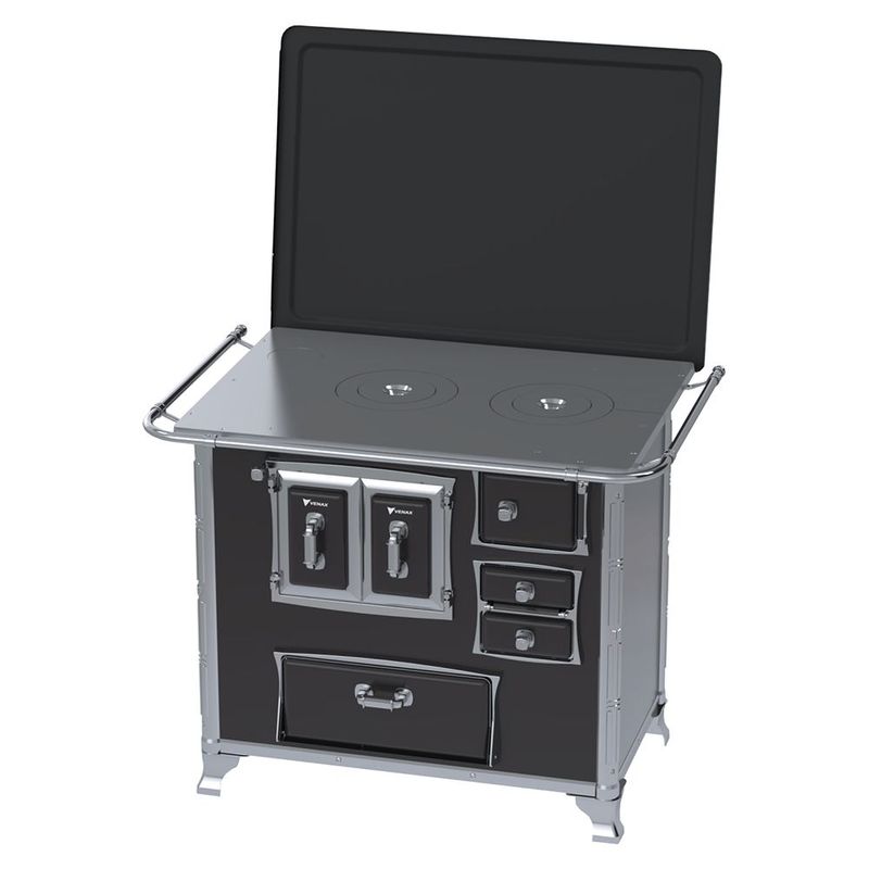 Fog o a Lenha Venax  N 2 Gabinete Gii S culo XVIII Preto com Tampa - Chamin  Sa da Lado Esquerdo 0