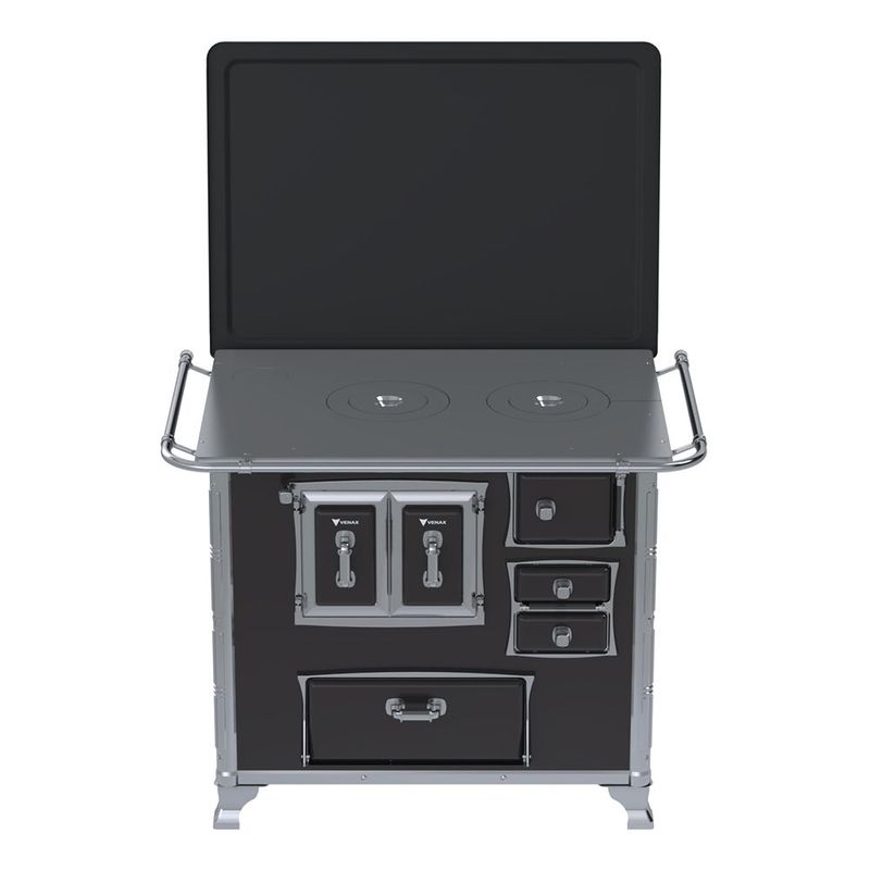 Fog o a Lenha Venax  N 2 Gabinete Gii S culo XVIII Preto com Tampa - Chamin  Sa da Lado Esquerdo 1