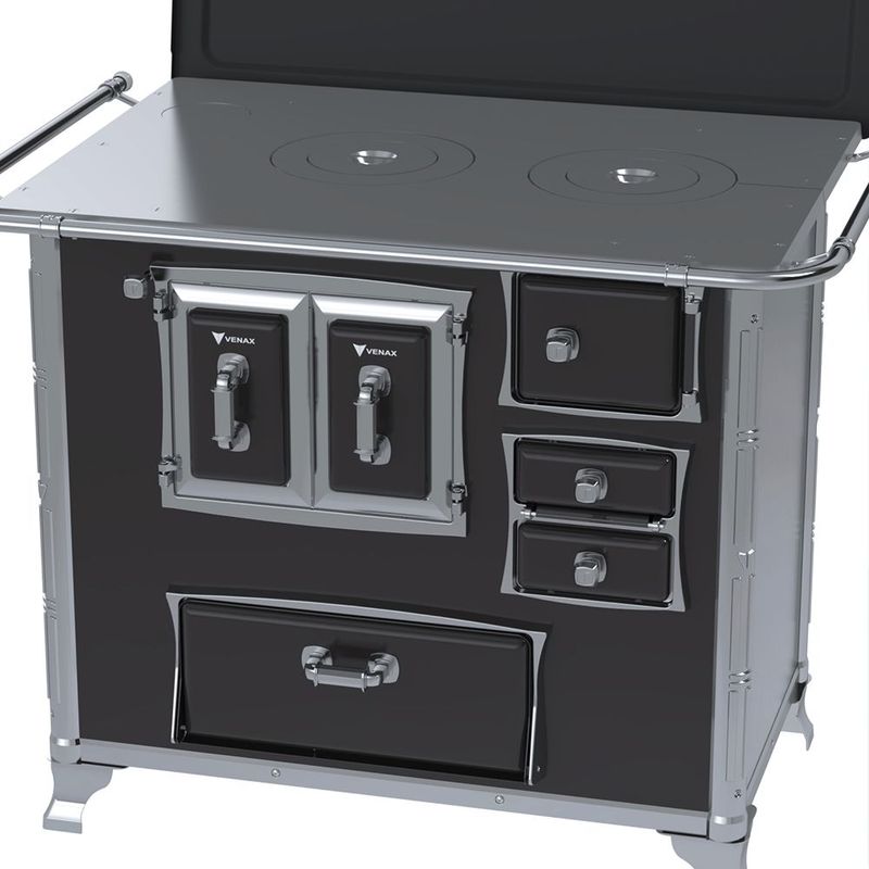 Fog o a Lenha Venax  N 2 Gabinete Gii S culo XVIII Preto com Tampa - Chamin  Sa da Lado Esquerdo 2