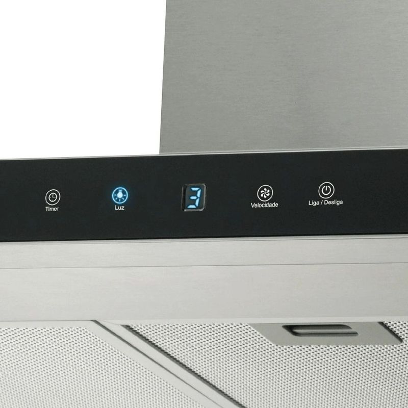 Coifa de parede Fischer Infinity 90cm vidro Digital Touch Preta - 220v 1