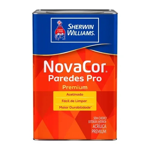 Tinta Acrílica Premium Sherwin-Williams Novacor Paredes Pro Acetinado Branco 18l - 38600006