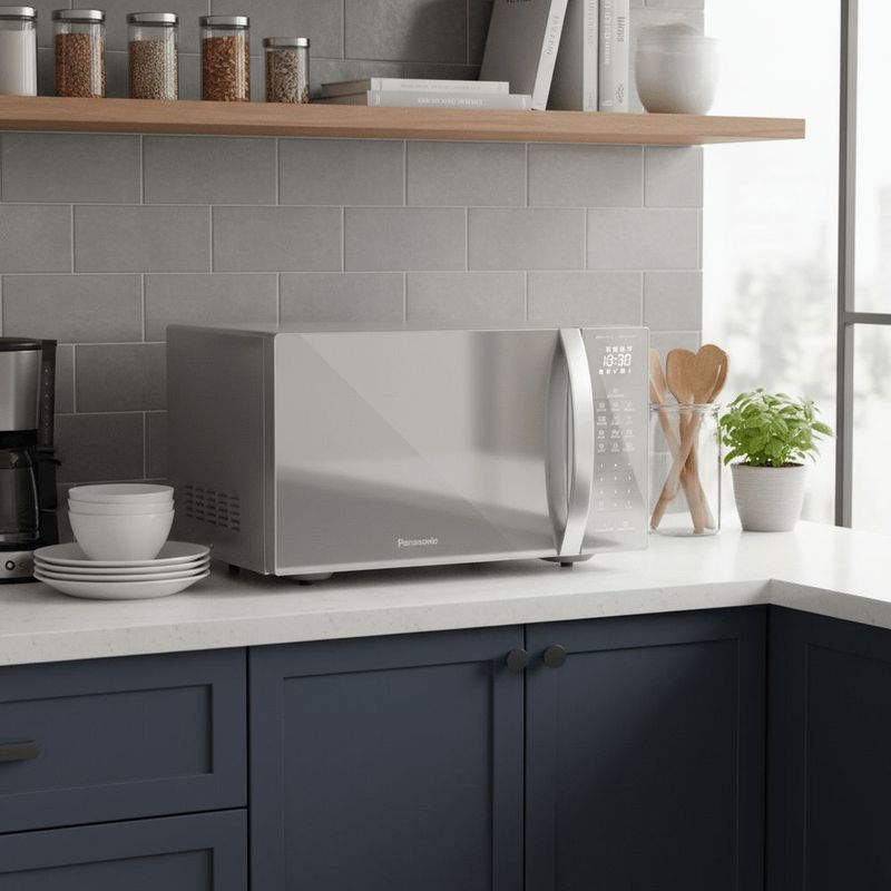 Micro-ondas Panasonic 34L Dupla Refei  o Inox ST67L 220V 5