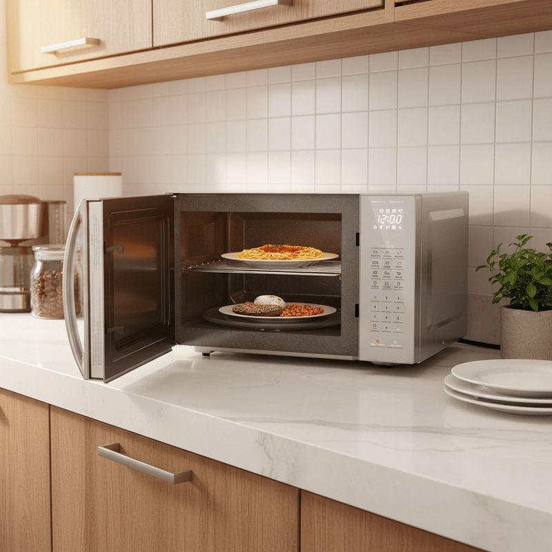 Micro-ondas Panasonic 34L Dupla Refei  o Inox ST67L 220V 6