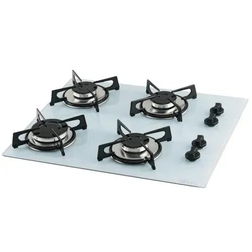 Cooktop a Gás Fischer 4 Bocas, Acendimento Superautomático, Mesa de Vidro Branco - 1519-5902