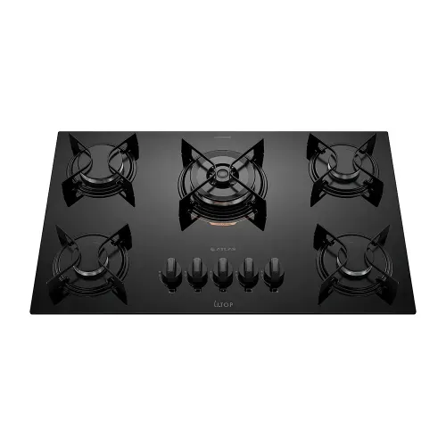Cooktop A Gás Atlas U Top 5 Bocas, Acendimento Superautomático, Mesa De Vidro Preto, Com Tripla Chama - 300001516