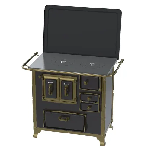 Fogão a Lenha Venax N1 Gabinete GII Século XVIII Renaissance Preto com Tampa - Chaminé Saída Lado Esquerdo