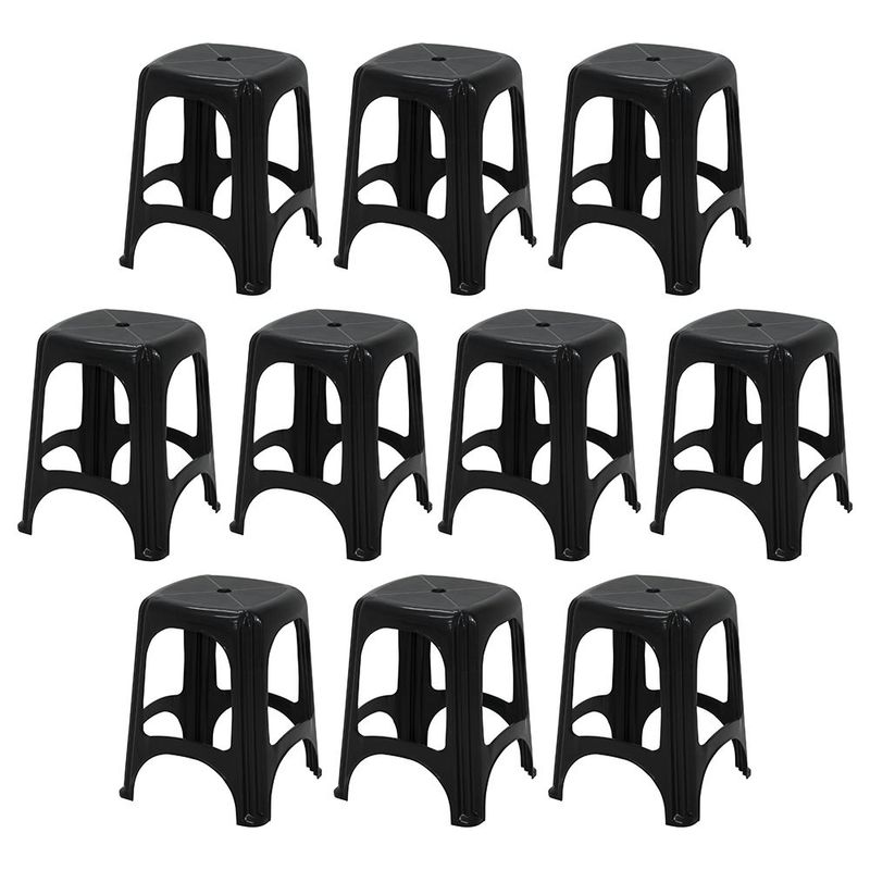 Conjunto 10 Banquetas Pl sticas Niter i Preta Tramontina 0