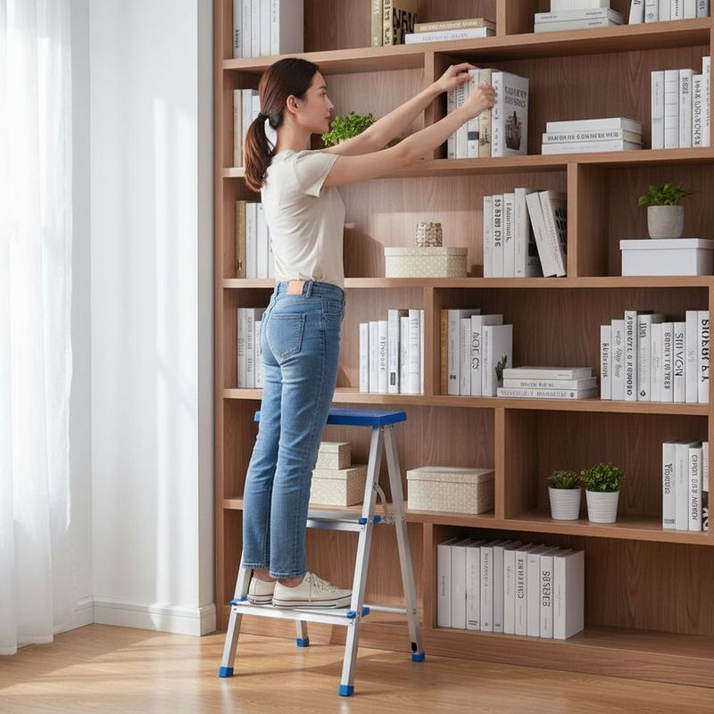 Escada Banqueta Alum nio Mor 3 Degraus Dobr vel - 5107 3