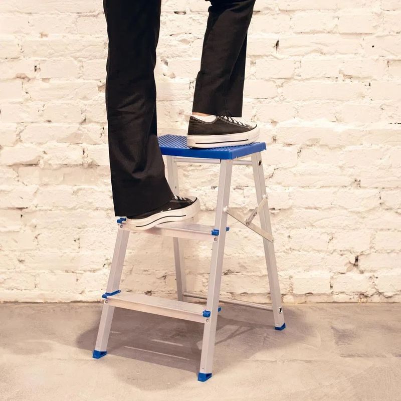 Escada Banqueta Alum nio Mor 3 Degraus Dobr vel - 5107 4