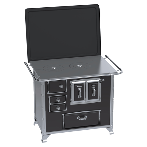 Fogão a Lenha Venax  N2 Gabinete Gii Século XVIII Preto com Tampa - Chaminé Saída Lado Direito