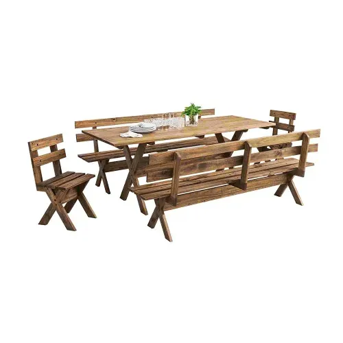 Conjunto Mesa Churrasco Movezen Country Creme 2m 8 Pessoas