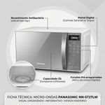 Micro-ondas Panasonic ST27L 21L Antibact ria AG Branco Espelhado 220V 7