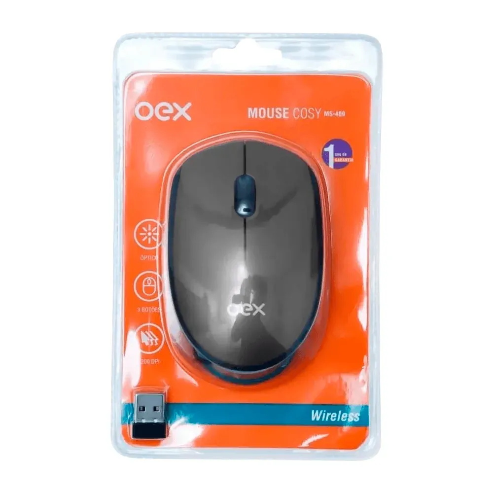 Mouse OEX Cosy MS409 Cinza - Lojas Afubra | Eletrodomésticos