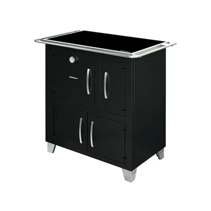 Fogão a Lenha Antonow Montreal Preto com Chapa Vitrocerâmica - Saída Esquerda