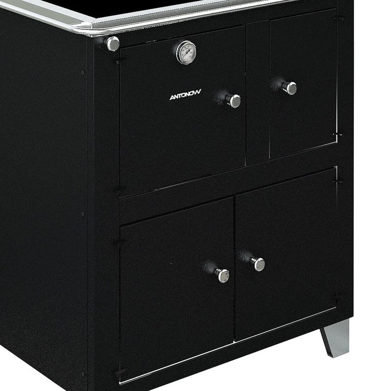 Fog o a Lenha Antonow Roma Preto - Chapa Vitrocer mica - Sa da Lado Esquerdo 0