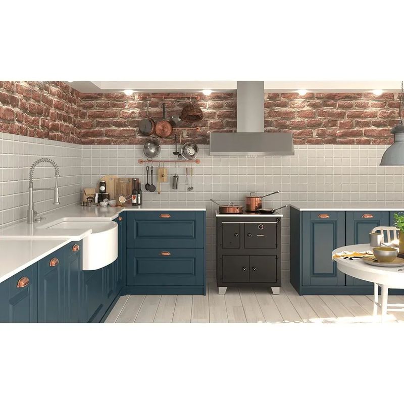 Fog o a Lenha Antonow Dakota Preto 65cm x 45cm com Chapa Vitrocer mica - Chamin  Sa da Lado Direito 3