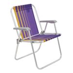 Cadeira De Praia Alta Tramontina Samoa  Em Alum nio  Roxo E Amarelo - 92900 003 6