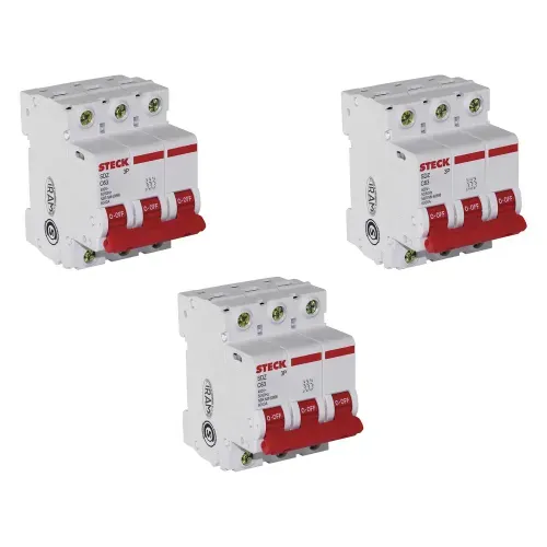 Kit Com 3 Disjuntores Tripolar Steck Serie 6KA Curva C 32A