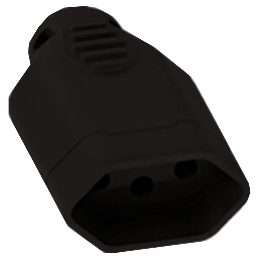 Plugue Fêmea Ilumi 2 Pinos + Terra 10A 250V Preto - 1432 - Lojas Afubra ...