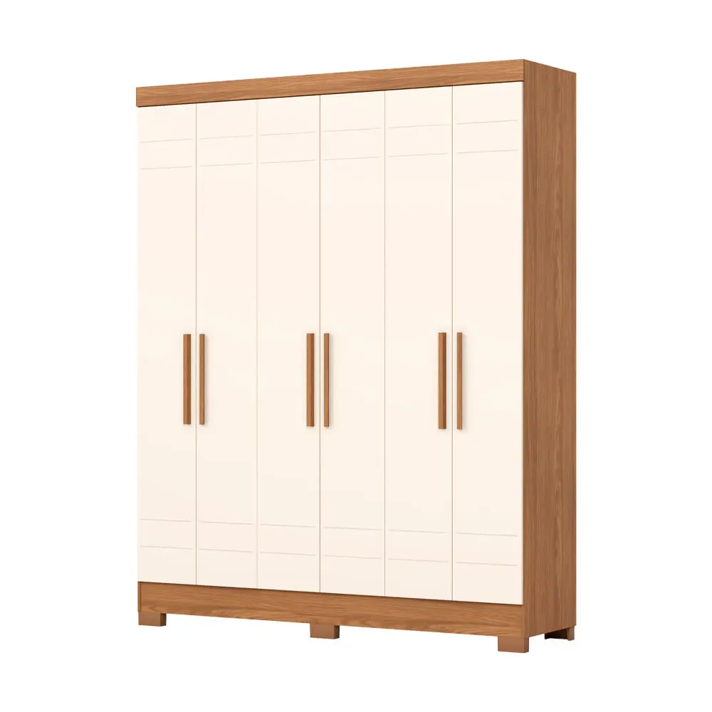 Guarda Roupa Briz B369-127, 6 Portas, Nature/Off White - Lojas