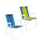Conjunto 2 Cadeiras de Praia Alta Mor A o - Conforto e Resist ncia em Cores Sortidas 3