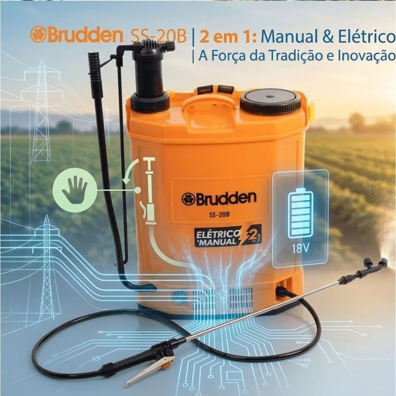 Pulverizador Costal 2 em 1 El trico a Bateria e Manual Brudden SS-20B 20L - 9320195 4