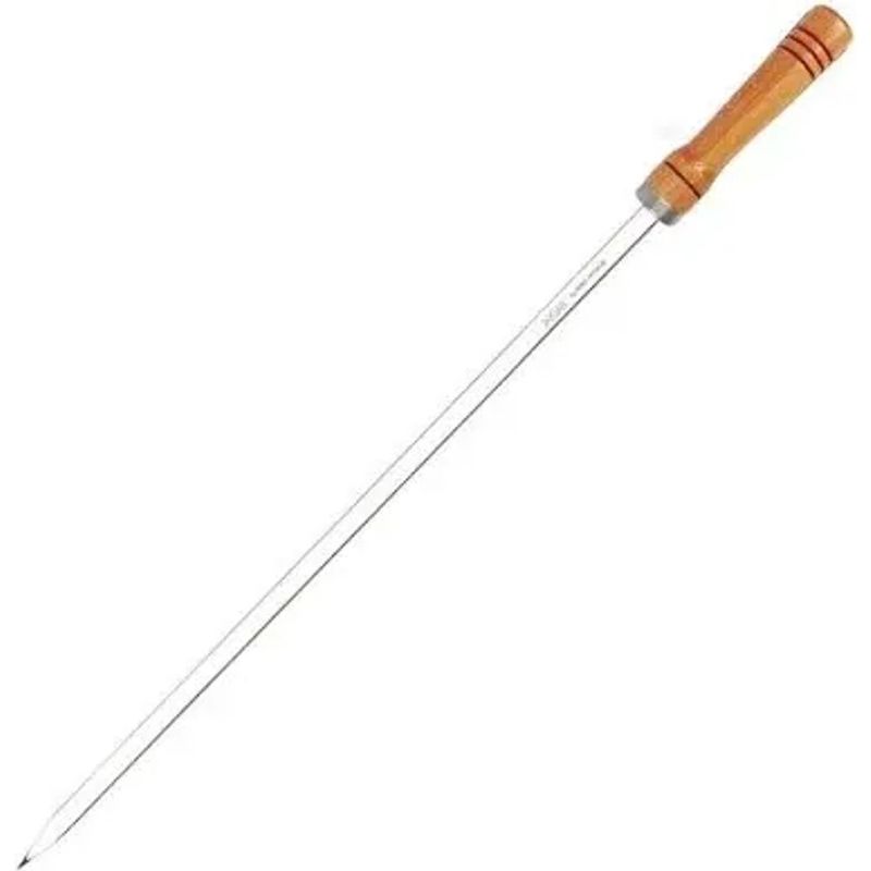 Espeto Simples Mor 3248 Alum nio Polido Cabo Madeira 1m 2